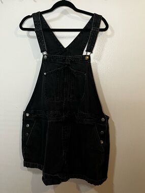 Old Navy Washed Black Denim Shortalls with Adjustable Straps